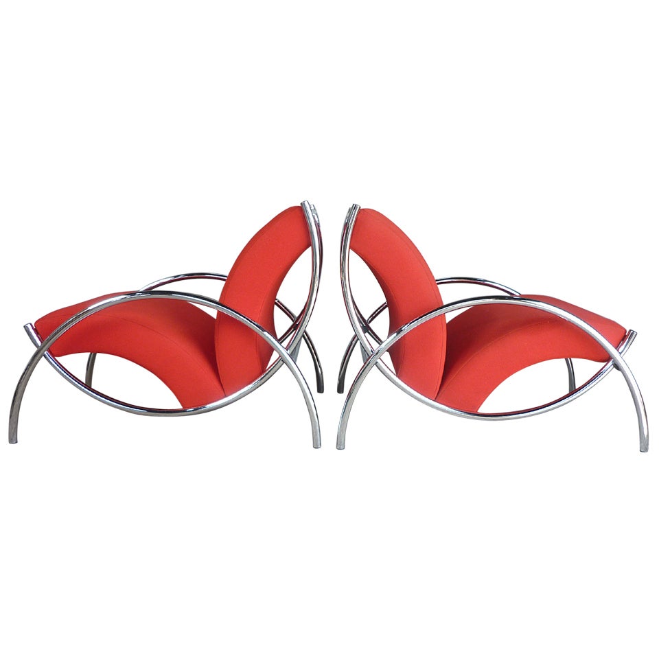 Two Tubular Club Chairs For Sale