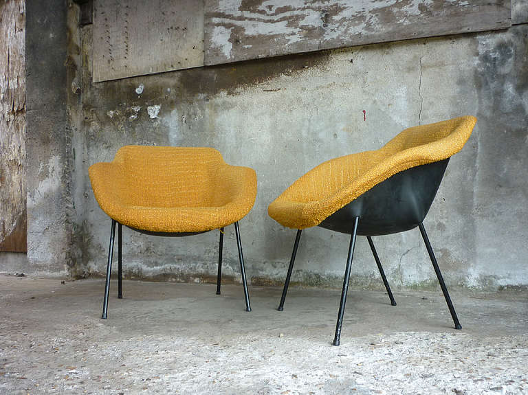 Mid-20th Century Extremely Rare Fiberglass Shell Armchairs For Sale
