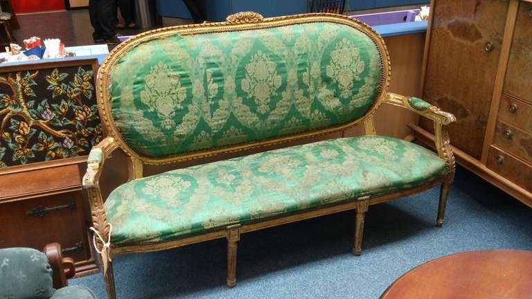 French Louis Xvi Century Gilded Sofa Settee