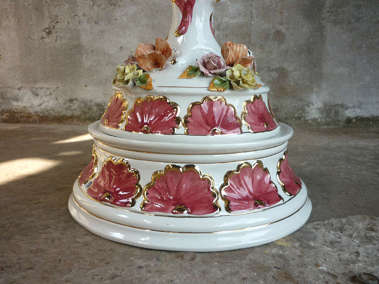 Italian Fabulous signed Capodimonte floorlamp For Sale