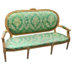 French Louis Xvi Century Gilded Sofa Settee