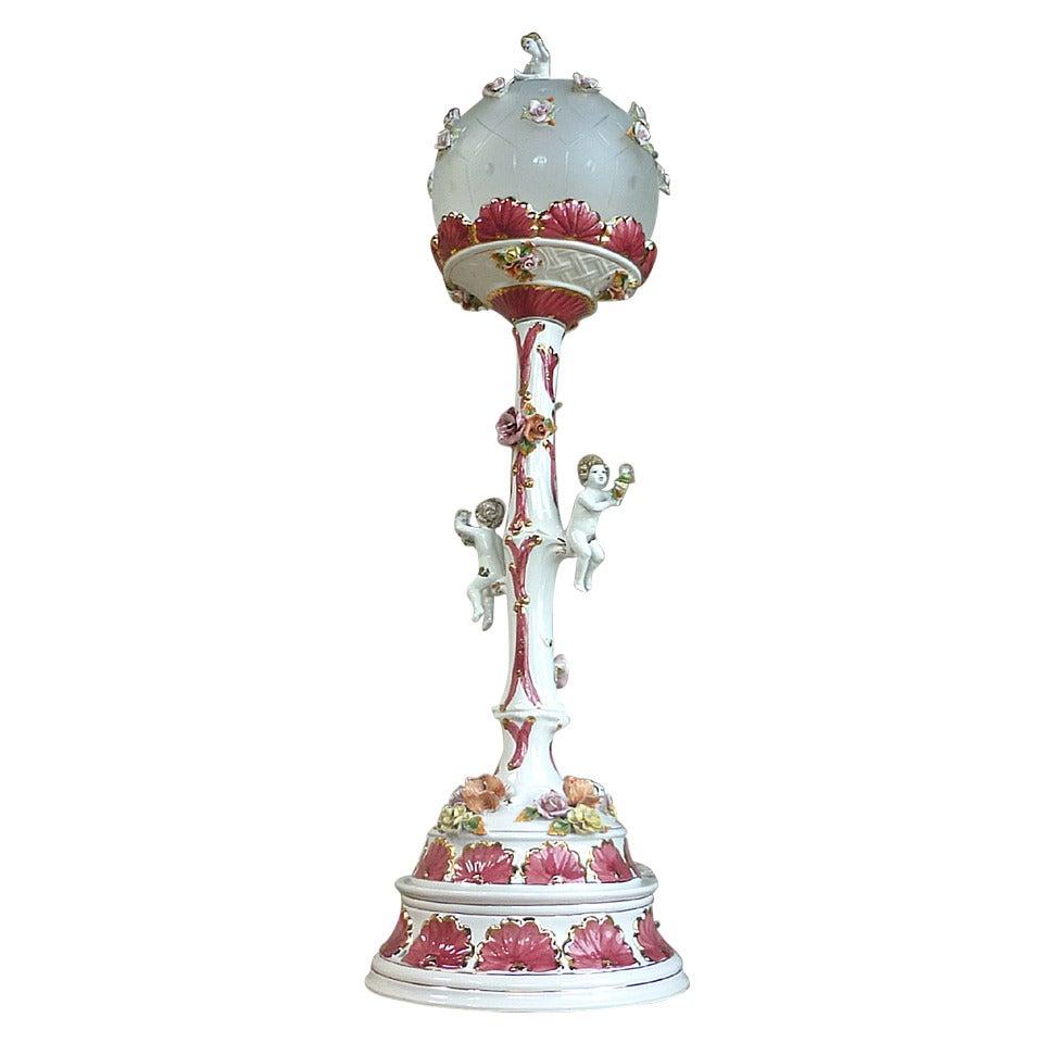 Fabulous signed Capodimonte floorlamp For Sale