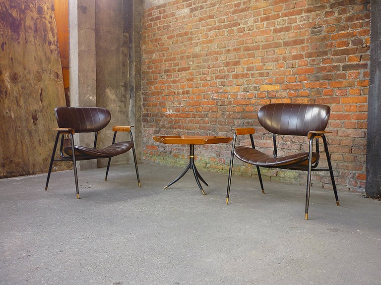 Absolute rare hothouse set from the Italian furniture designer Gastone Rinaldi. Gastone followed up his father at RIMA. Mario Rinaldi was the owner and founder of RIMA Italy. We found this set on an attic in Bergamo. Because of that this set was