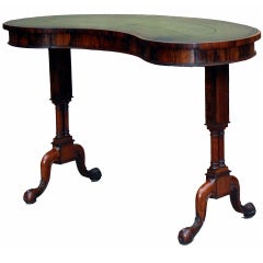 Antique Rosewood Kidney Shaped Writing Table 