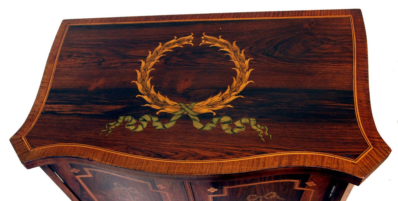 British Antique Rosewood Serpentine Music Cabinet