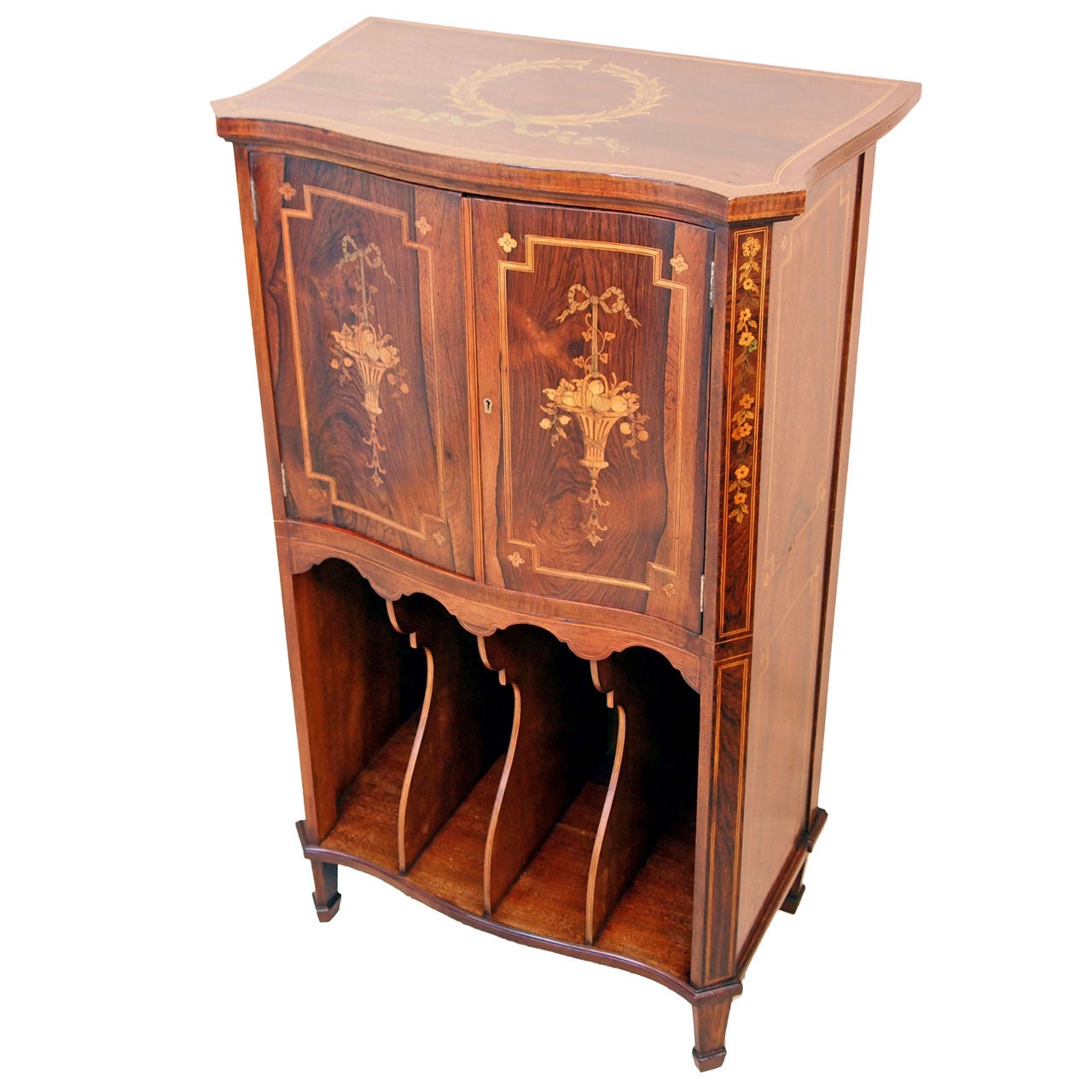Antique Rosewood Serpentine Music Cabinet