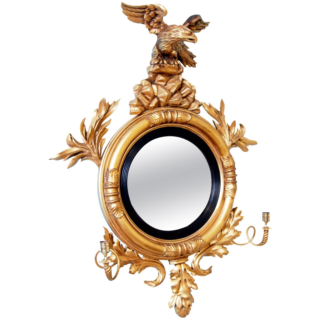 Antique Regency Gilt Convex Mirror