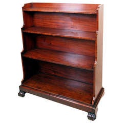 Antique Regency Mahogany Waterfall Open Bookcase