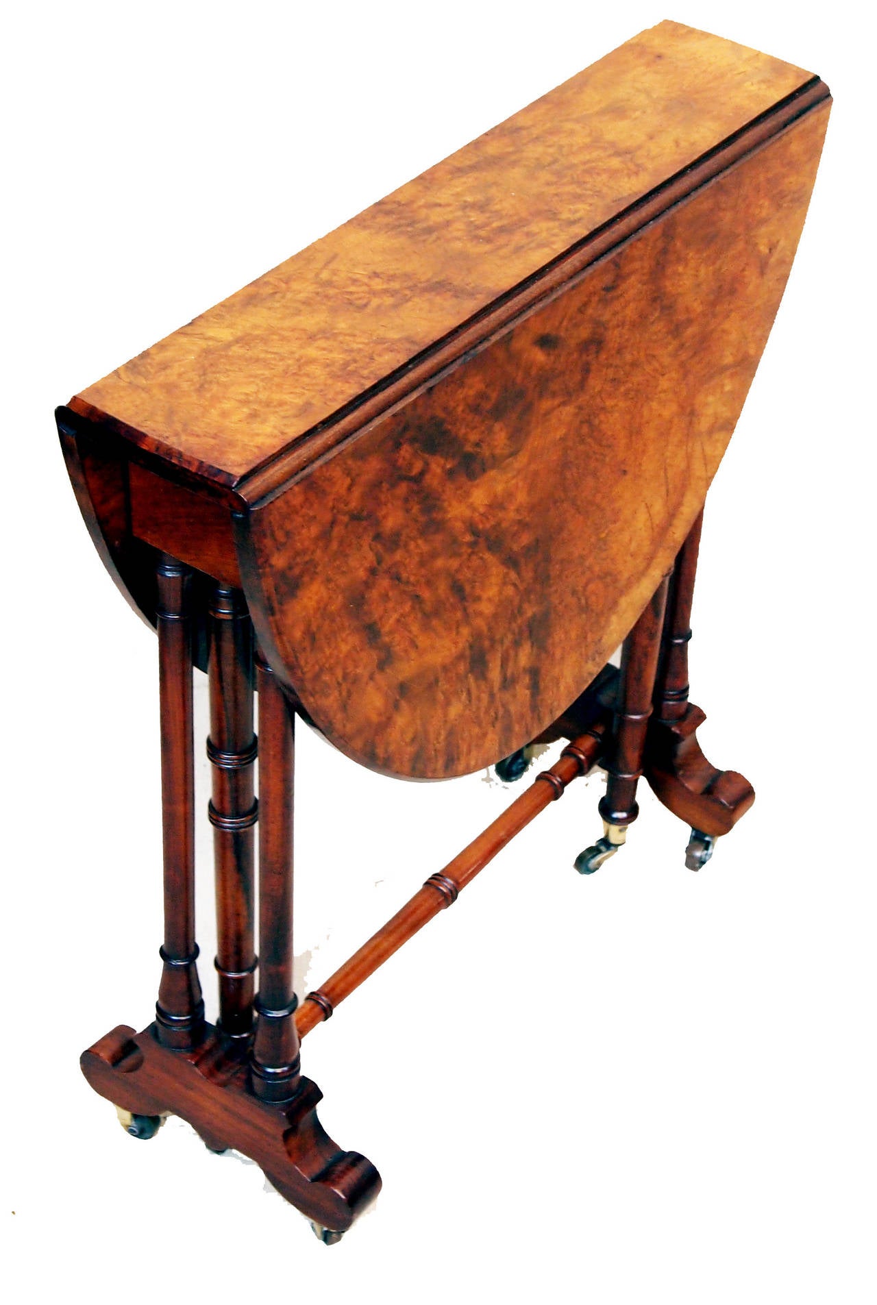 English Antique Burr Walnut Baby Sutherland Table