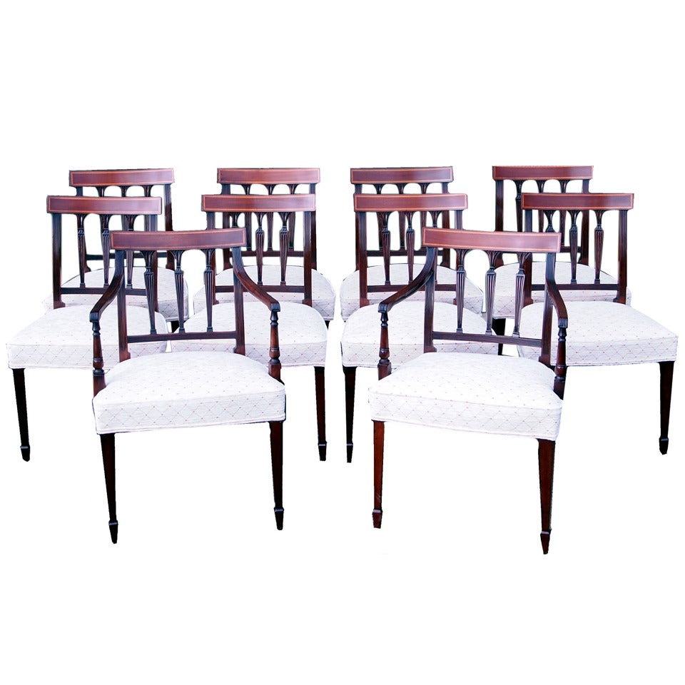 Antique Set of Ten Mahogany Dining Chairs