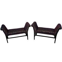 Antique Mahogany Pair of Window Seats 1
