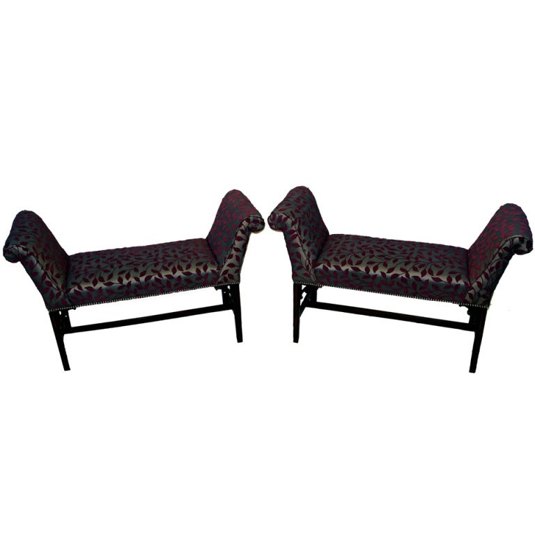 Antique Mahogany Pair of Window Seats For Sale at 1stdibs