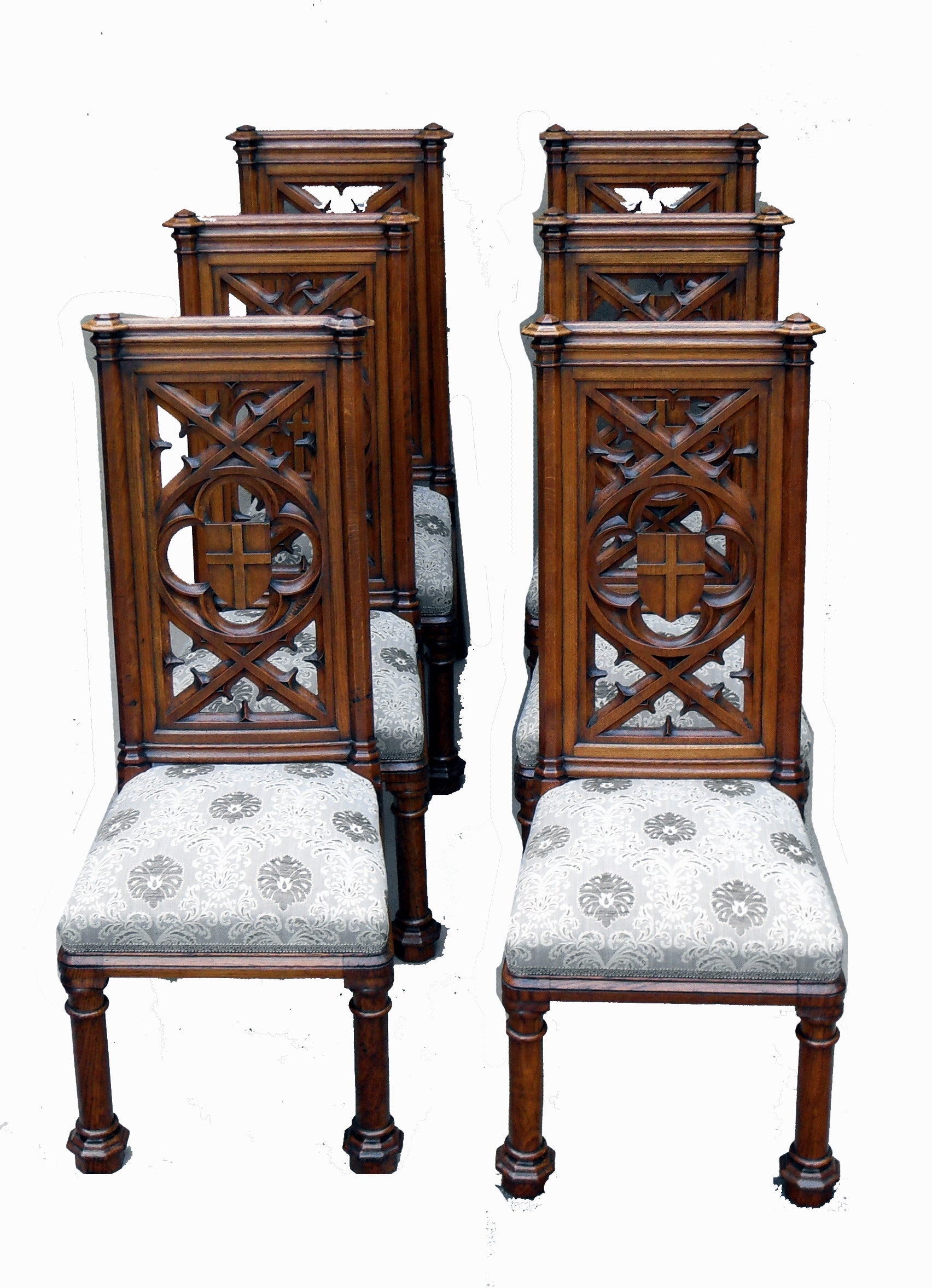 Antique Victorian Set Of Six Oak Dining Chairs at 1stDibs