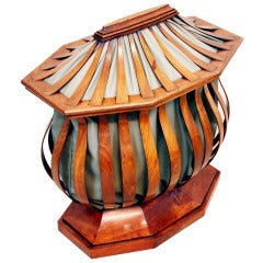 Antique Mahogany Bombe Work Box or Basket