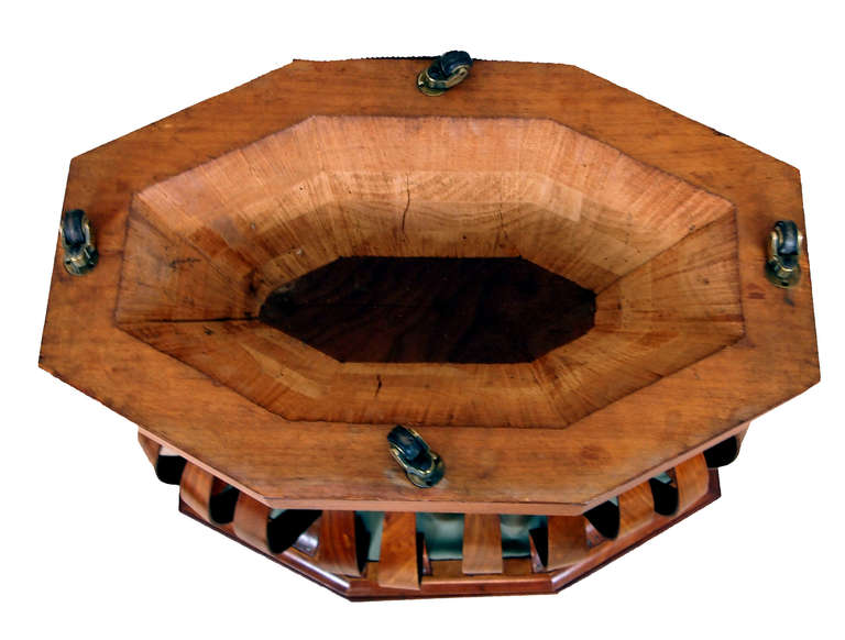 English Antique Mahogany Bombe Work Box or Basket