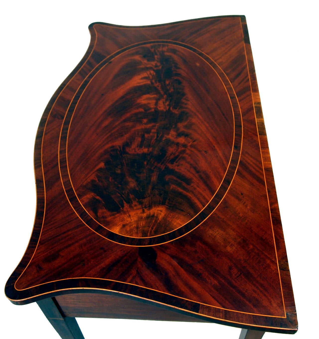 English Antique Georgian Mahogany Serpentine Side Table