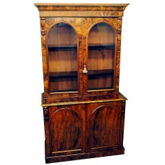 Antique Victorian Burr Walnut Library Bookcase 12