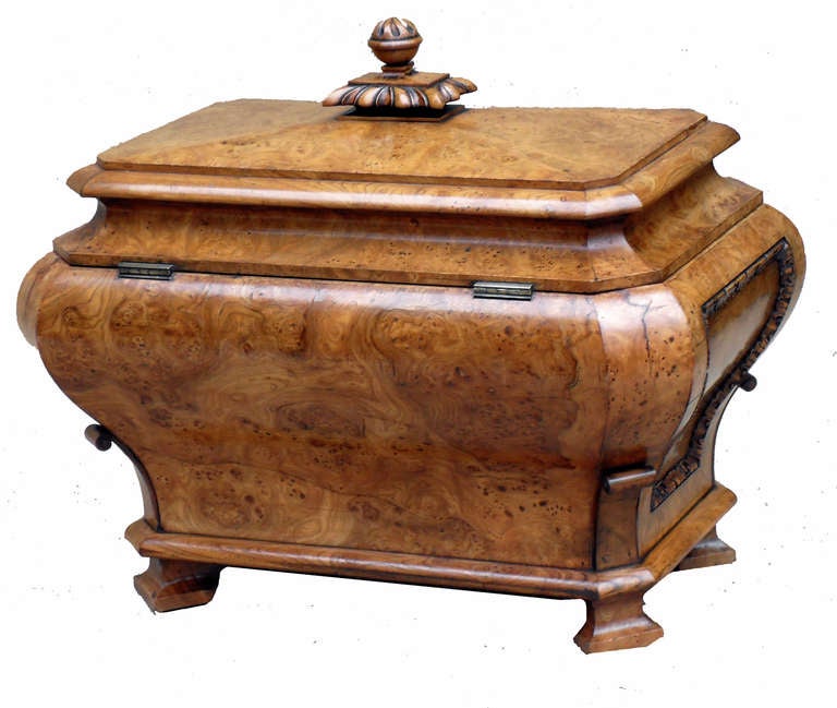 Antique Burr Elm Wine Cooler Cellarette For Sale at 1stdibs