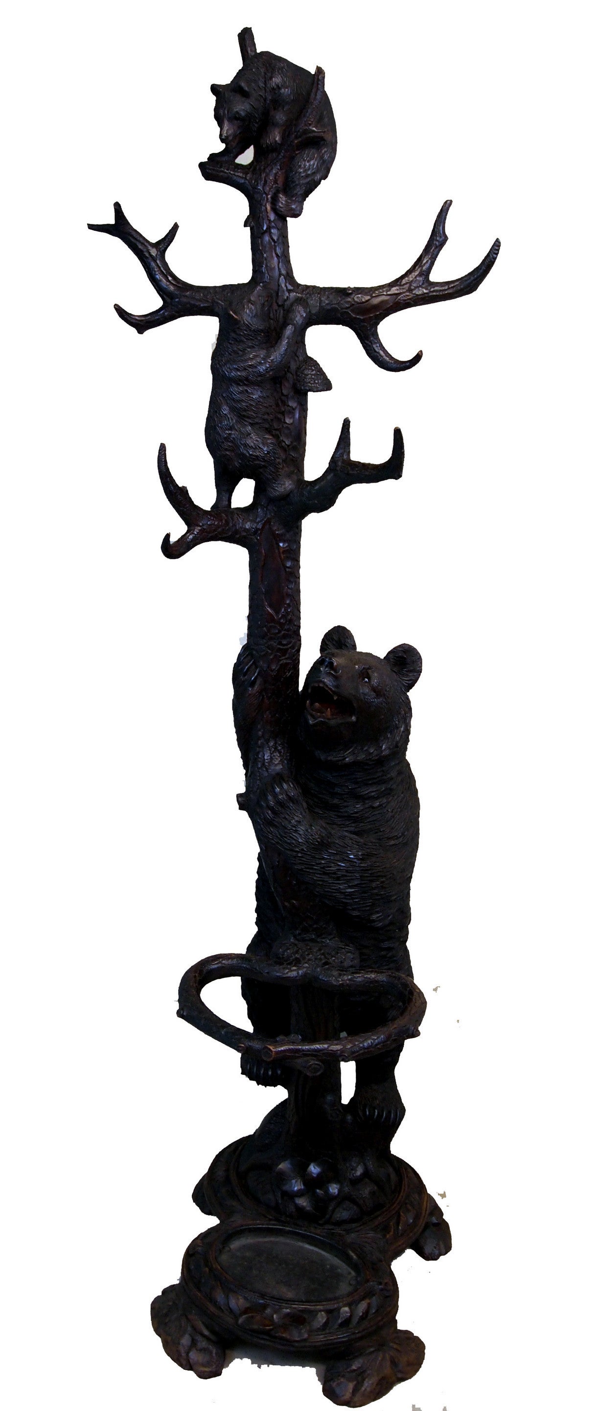 Antique Swiss Black Forest Bear Hall Stand