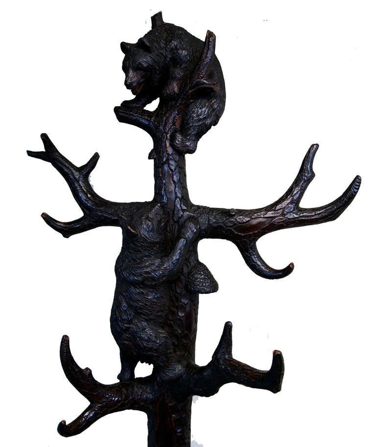 Antique Swiss Black Forest Bear Hall Stand