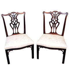 Antique Mahogany Pair of Chippendale Side Chairs