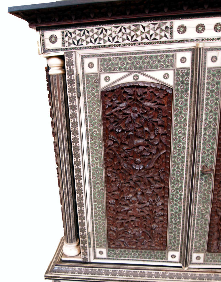 19th Century Antique Anglo Indian Miniature Cabinet on Chest