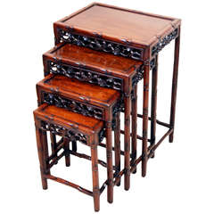 Antique Oriental Hardwood Nest of Coffee Tables