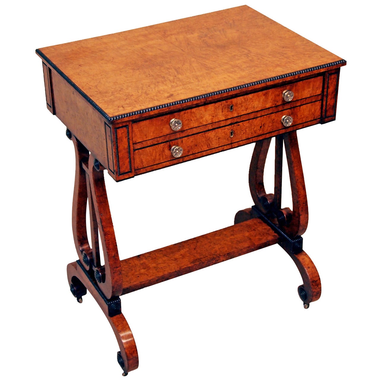 Antique Regency Burr Oak Work Table