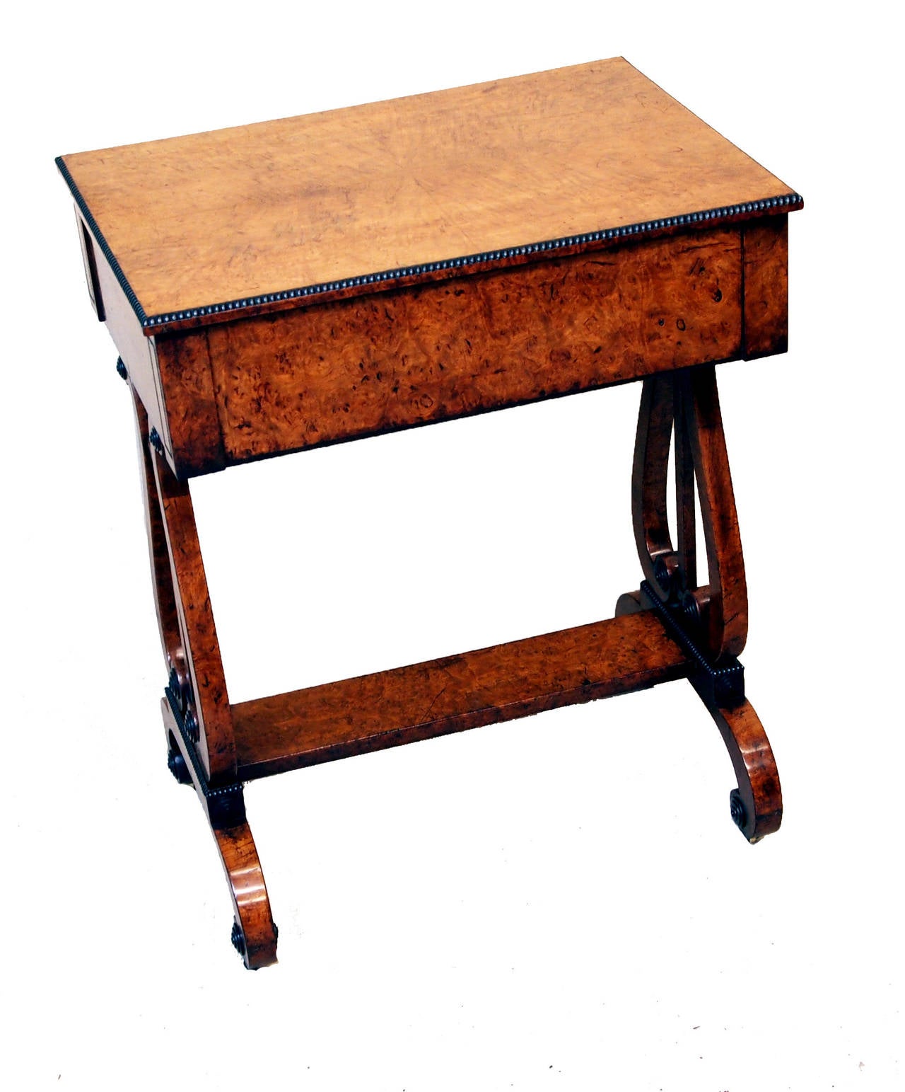 19th Century Antique Regency Burr Oak Work Table