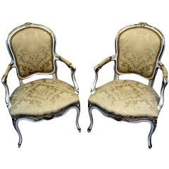 Antique 18th Century French Painted Pair Of Salon Chairs Antique 18th Century French Painted Pair Of Salon Chairs