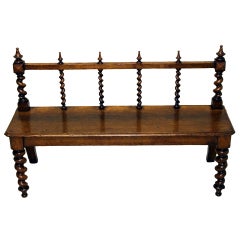 Antique Victorian Oak Hall Bench