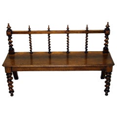 Antique Victorian Oak Hall Bench 