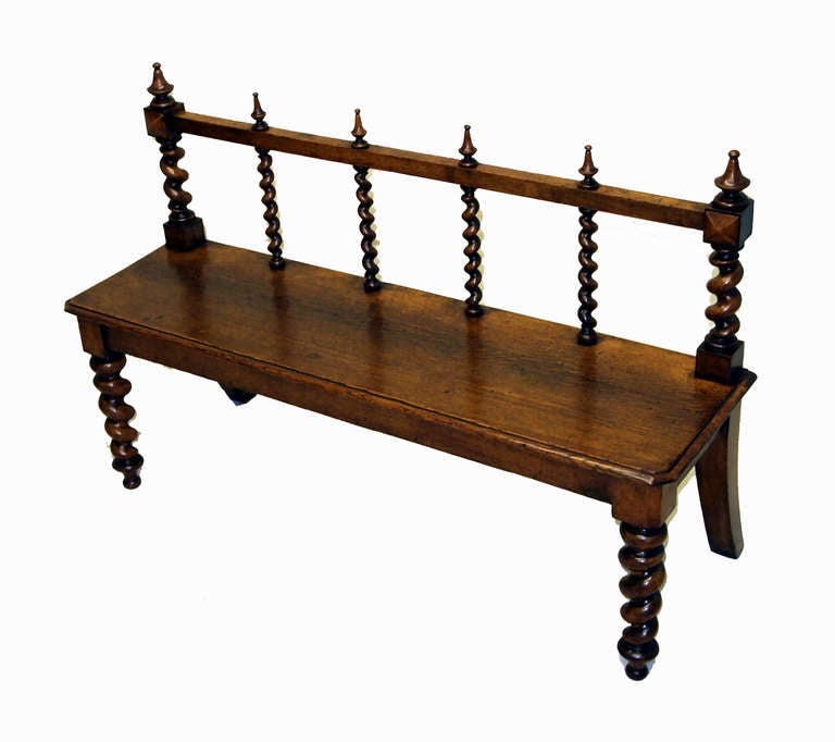 Antique Victorian Oak Hall Bench