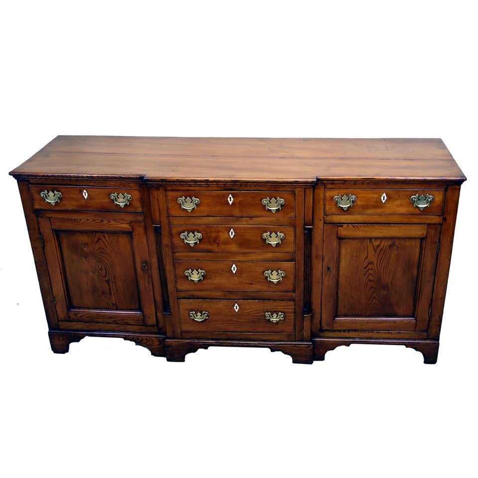 Antique Georgian Elm Breakfront Dresser