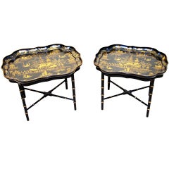 Antique Pair Of Papier Mache Trays