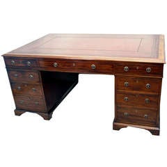 Antique Mahogany Partners Pedestal Desk
