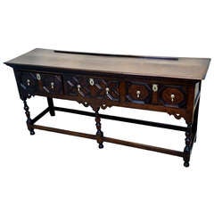 Antique William & Mary Oak Dresser Base 4