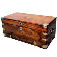 Antique Small Camphor Wood Military Campaign Trunk