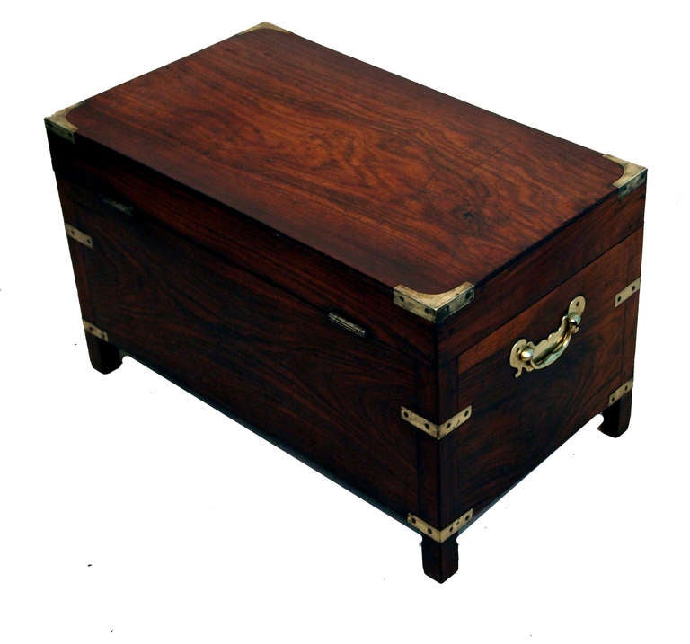 Antique Padouk Military Campaign Trunk