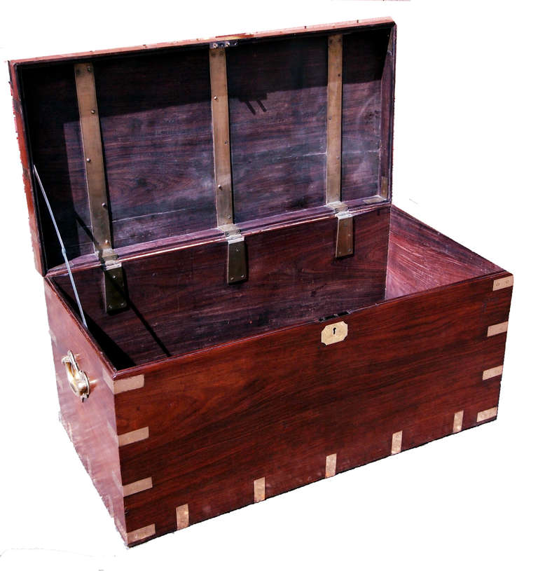 Antique Padouk Military Campaign Trunk