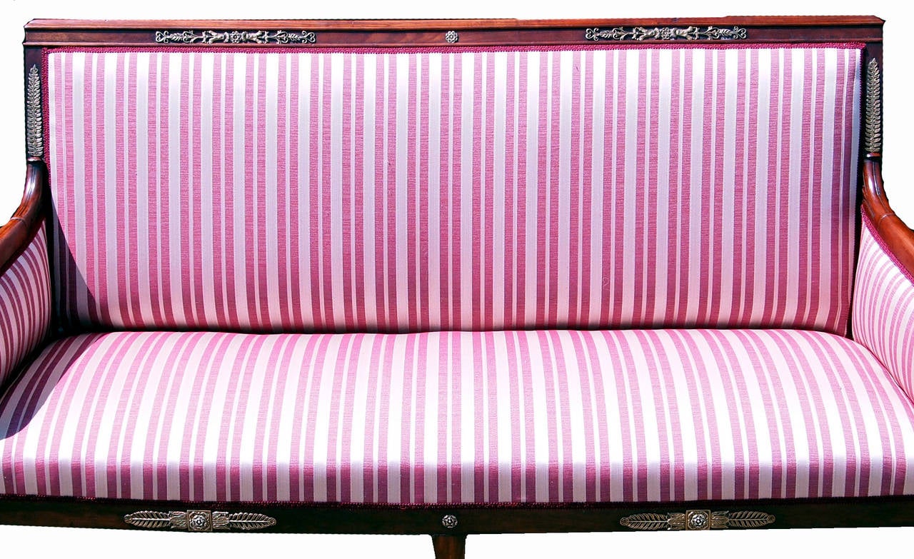 Antique Regency Mahogany French Empire Settee