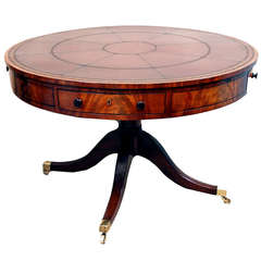 Antique Regency Mahogany Drum Table