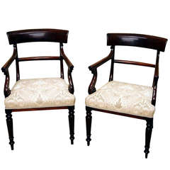 Antique Regency Mahogany Pair of Carver Chairs