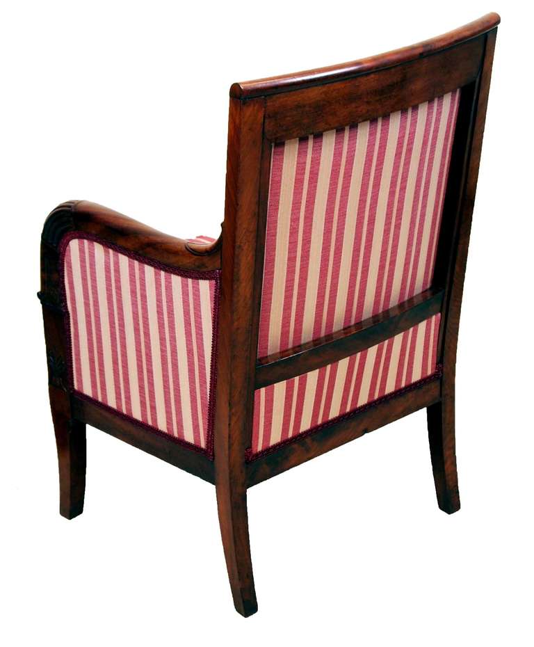 19th Century Mahogany French Empire Library Armchair In Good Condition In Bedfordshire, GB