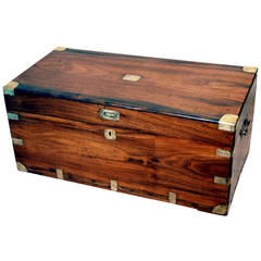 Antique Mid-19th Century Camphor Wood Military Campaign Trunk