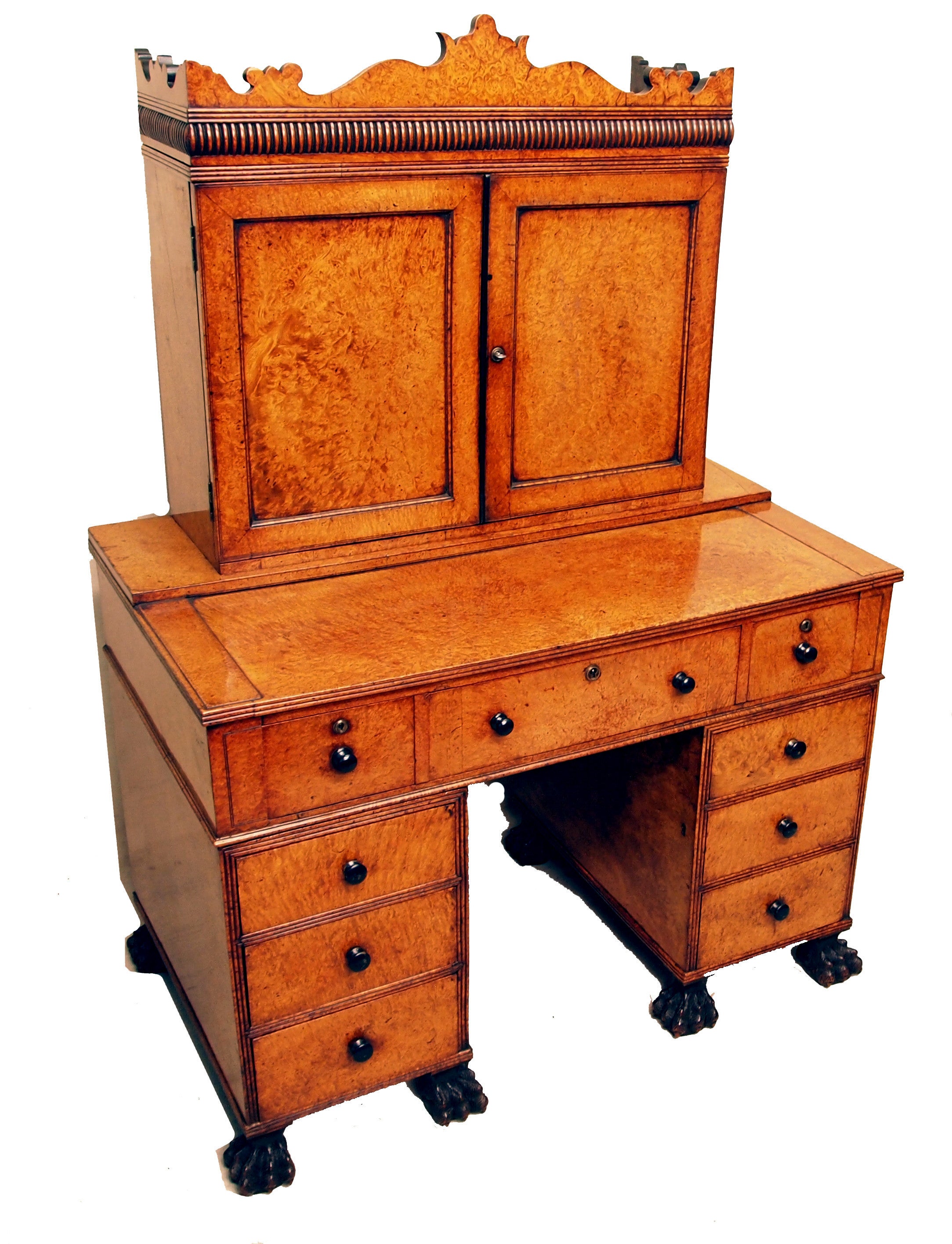 Antique 19th Century Amboyna Desk Cupboard 