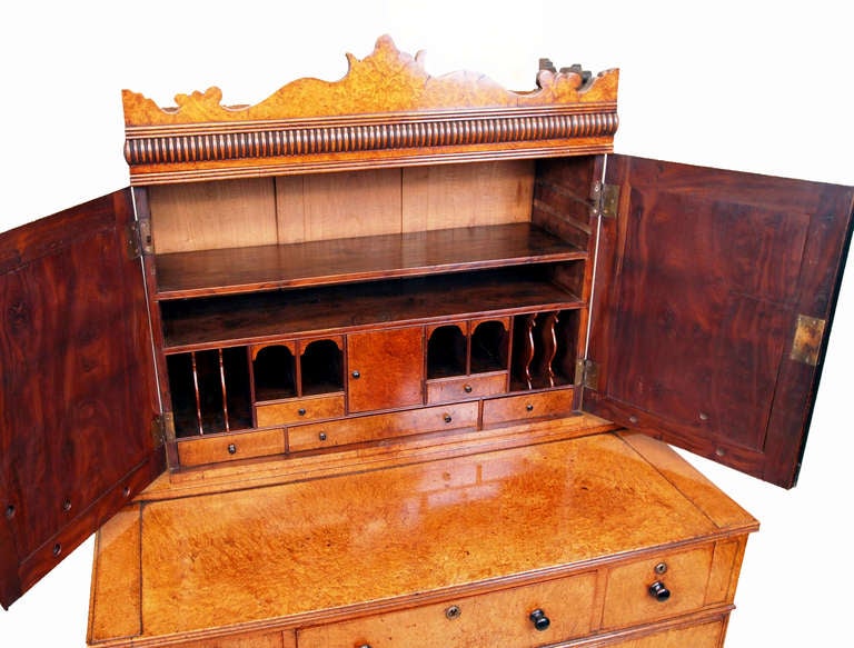 Chinese Antique 19th Century Amboyna Desk Cupboard 