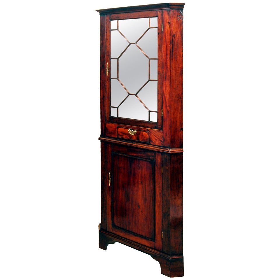 Antique Georgian Mahogany Double Corner Cupboard