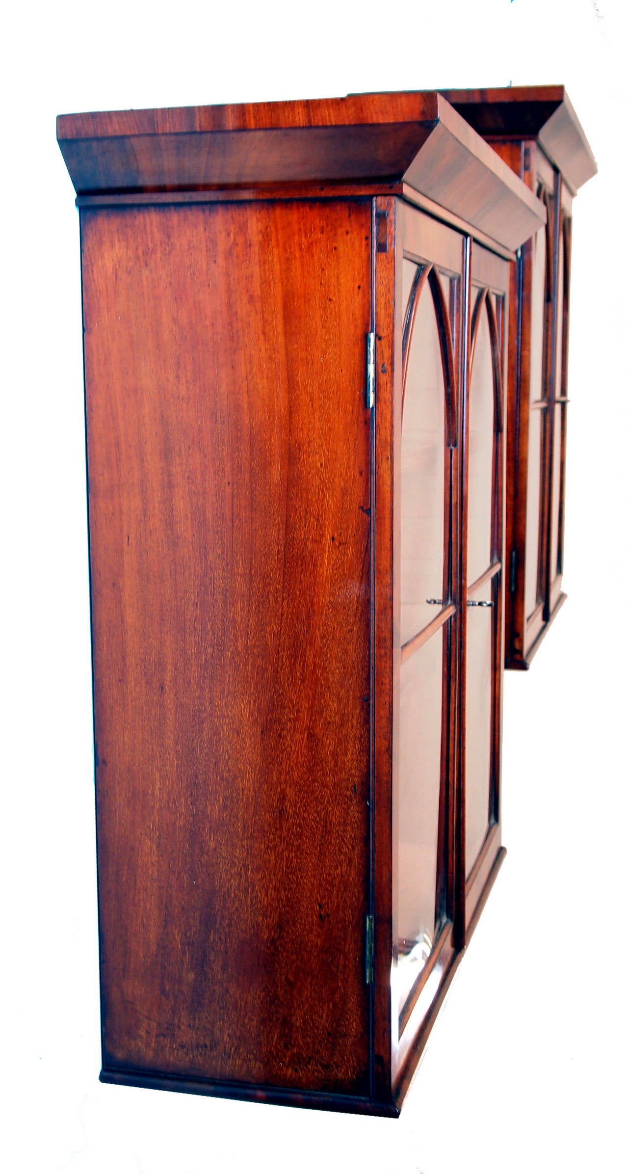 Antique 19th Century Pair of Mahogany Wall Cabinets