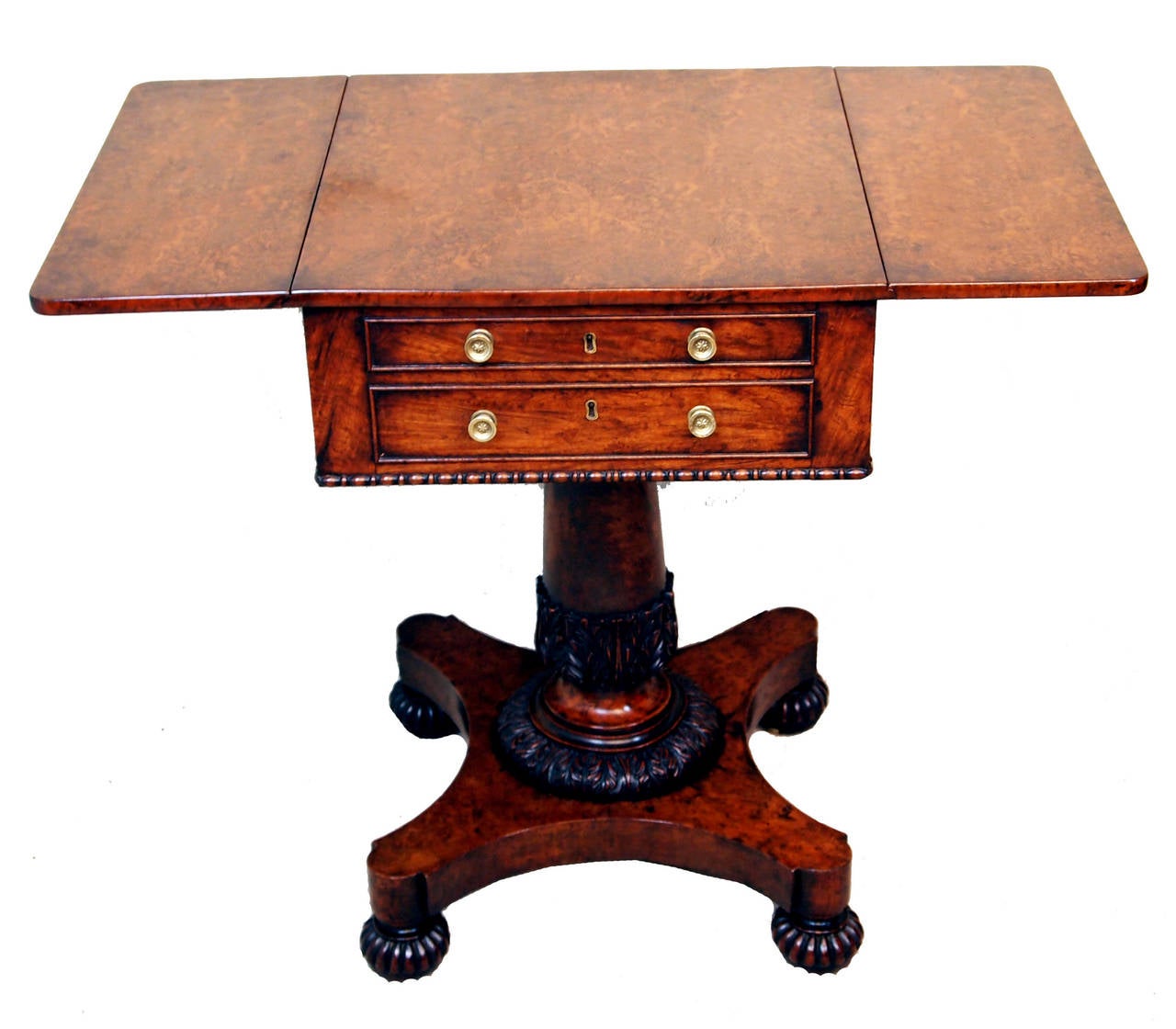 English Antique Regency Burr Oak Baby Pembroke Table